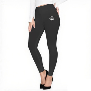 Leggings Blu a Vita Media per Donna, Pantaloni Casual Slim Fit in Maglia, Etichetta Privata Personalizzata - Product Image 4