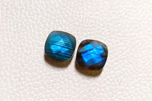 Square <b>Cushion</b> Labradorite Cabochon Blue Flash Checker Cut Loose Stone Flat <b>Back</b> Natural Gem For Jewelry Making Supply - Product Image 4