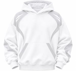 <b>Men's</b> Green <b>White</b> Color Blocking Hooded <b>Sweatshirt</b> Oversized Casual French Terry Pullover Hoodie Regular Fit Autumn Style - Product Image 5