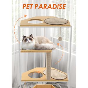 Torre para Gatos de Múltiples Niveles con Poste Rascador y Estación de Alimentación, Plataformas para Escalar - Condo para Gatos - Product Image 2