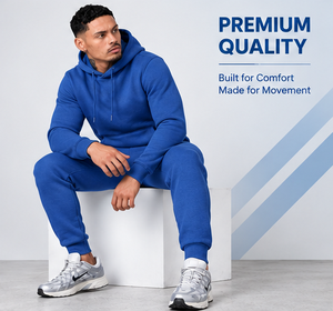 Ensemble jogging pour homme, sweat-shirt bleu, ensemble de survêtement 2 pièces, tenue décontractée, streetwear - Product Image 4