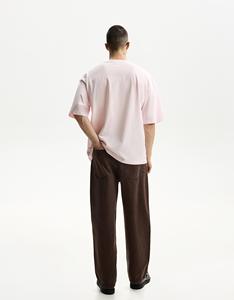 T-shirts pour hommes rose pastel, grammage lourd 280 GSM, 100% coton peigné, coupe carrée, épaules tombantes, logo personnalisé, impression DTG, OEM, vente en gros - Product Image 2