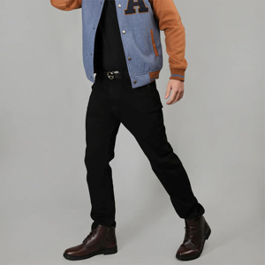 EDOOR WEARS <b>Men's</b> Black <b>White</b> Varsity <b>Jacket</b> Regular Fit Stand Collar Button Closure Casual Outerwear Winter Wear Front Logo - Product Image 2
