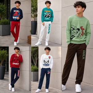เสื้อสเวตเตอร์คอกลมผ้าฝ้ายพิมพ์ลายซูเปอร์ฮีโร่มาร์เวลชุดเด็กสบายๆฤดูใบไม้ร่วงฤดูหนาวแขนยาวทรงพอดีตัวกางเกงจ็อกเกอร์ชุด - Product Image 1