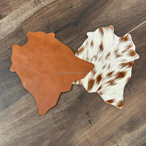 Innovative Durable Cowhide Coaster Set Unique Rustic Western <b>Hair</b> on Hide Genuine Leather Tea Coaster for Drinks Home Decor Gift - Product Image 6