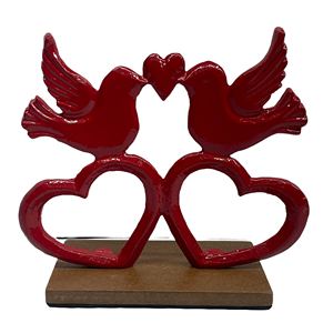 Pink Metal Flower Sculpture on Wooden Base Contemporary Home Decor Tabletop <b>Ornament</b> - Product Image 5