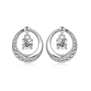 Boucles d'oreilles rondes en argent Sterling 925 en diamant de Moissanite fait par l'homme à un prix abordable pour femmes, bijoux de luxe, bijoux de destin - Product Image 2