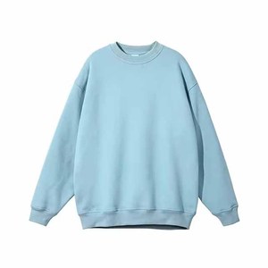 <b>Grey</b> Crew Neck <b>Sweatshirt</b> Oversized Fit Solid Color Knitted Cotton Casual Autumn Wear Unisex Pullover Regular Sleeve - Product Image 5