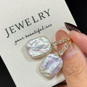 Pendientes Colgantes de Moda con Perlas Naturales Pequeñas de Forma Barroca, Perlas Reales, Gancho para Oreja Terminado, Accesorios de Joyería Irregulares de Zhuji - Product Image 1