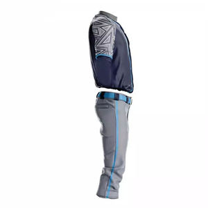 Camiseta de Béisbol Sublimada Personalizada para Hombre, Azul Marino y Gris, Manga Corta, Absorbe la Humedad, Uniforme de Equipo con Cierre de Botones y Diseño Geométrico - Product Image 5