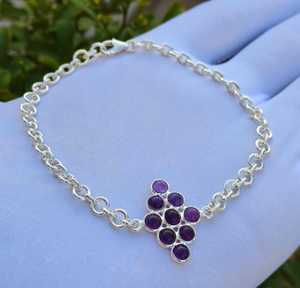Handmade Sterling Silver Amethyst Gemstone Bracelet 7 5 Inch Elegant Jewelry Gift For Women Healing Crystal - Product Image 6