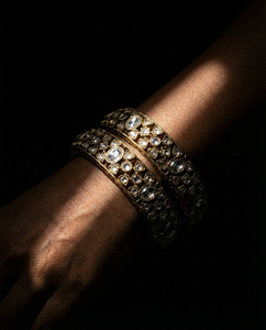 Vintage Emerald Rani & White Stone <b>Bangle</b> <b>Set</b> Antique Gold Ethnic Premium Indian Weddings Accessories Traditional Womens Jewelry - Product Image 4