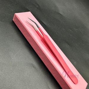 Pince à épiler d'extension de cils pointue Mega Volume Baby Pink Powder Coated Chirurgical Grade Outils de levage de cils en acier inoxydable personnalisés - Product Image 5