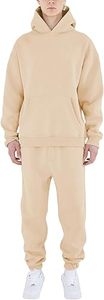 Survêtement décontracté pour homme à capuche, couleur unie, 100% coton, manches longues, coupe ample, respirant, pour l'automne, avec poches latérales - Product Image 1