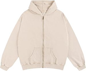 Sweat à capuche zippé oversize délavé à l'acide pour homme, 100 % coton, épaules tombantes, style streetwear vintage, personnalisable - Product Image 1