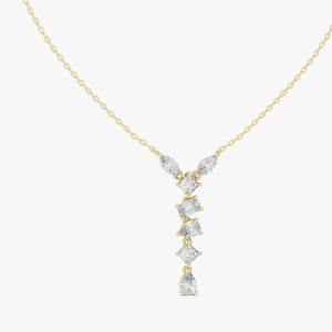 Collier pendentif en forme de Y multi-formes en diamant certifié IGI plaqué or argenté, bijoux fins, cadeau pour femmes - Product Image 6