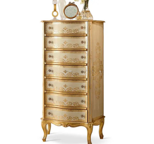 Ensemble de chambre à coucher de style européen antique, taille king, avec table de chevet, armoire, lit - Meubles d'appartement en bois de mahogany massif - Product Image 6