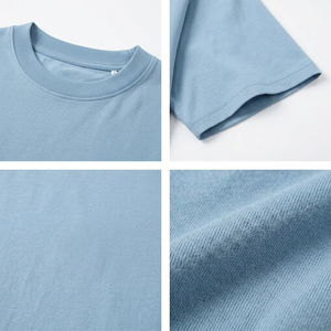 Camiseta de Algodón Azul Claro Sólida Extra Grande para Hombre, Manga Corta, Cuello Redondo, Informal, Lisa, Tejido de Punto, Transpirable - Product Image 6