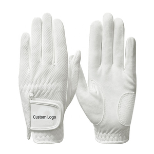 Gants de golf blancs haut de gamme en cuir Cabretta, respirants, avec sangle de poignet réglable, antidérapants, logo personnalisé, unisexe, pour les sports de plein air - Product Image 1