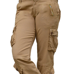 <b>Men's</b> Khaki Cargo <b>Pants</b> Straight Fit Multiple Pockets Canvas Material Casual Style Mid Waist Button Fly Autumn Wear - Product Image 6