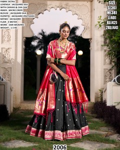Lehenga Choli Tradicional Bandhani Mehrefen Grace para Boda, Largo hasta el Suelo, en Seda Jacquard para Mujer - Product Image 2