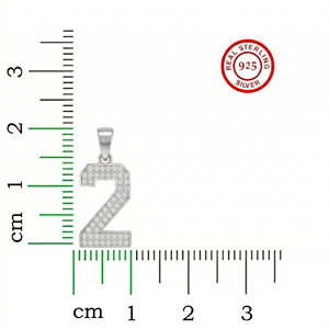 Collar con Colgante de Oro Sólido de 10K/14K/18K con Circonita Cúbica y Plata 925 Chapada en Rodio, Estilo Hiphop, Número de la Suerte 2, Diamtrendz - Product Image 2