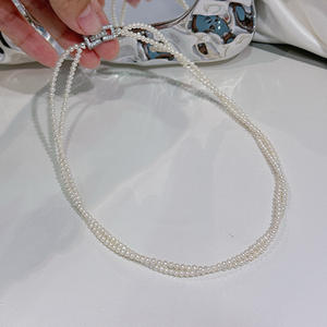 Collar de Perlas Naturales Clásico Retro para Mujer, Cadena de Plata 925 de Doble Hilo, Estilo 3-4 Estrellas - Product Image 1