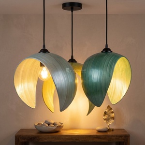 Abat-jour rond moderne en bambou, couvercle de lampe suspendue fait main, accessoire de lampe suspendue écologique pour café et restaurant - Product Image 3