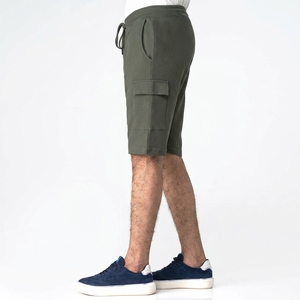 Shorts cargo pour homme, taille mi-haute, cordon de serrage, couleur unie, décontracté, respirant, en toile, avec poches - Product Image 4