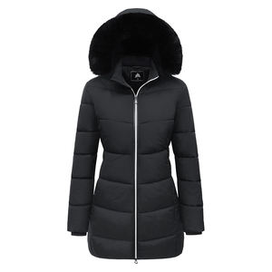 Women's Winter Waterproof Warm Bubble <b>Puffer</b> <b>Jacket</b> Breathable Shiny Light Zipper Closure Hooded Detachable Sleeves Collar <b>Long</b> - Product Image 2