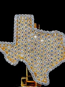 Colgante Oscarboss con Mapa de Texas, Chapado en Oro de 18K, con Moissanita, Joyería de Lujo con Temática Hip Hop, Colgante Circular Personalizado con Letra - Product Image 5