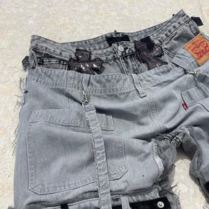 EXITO INTL <b>Men's</b> Lightweight Worsted Cargo Pants Butterfly Skull Prints Ripped Edges Street Style Baggy Spandex/Cotton - Product Image 3