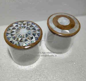 Cadeau de Ramadan au design unique et moderne Bocaux en acrylique avec couvercle en bois incrusté de nacres Boîte de rangement pour desserts Boîte de rangement pour mariage - Product Image 5