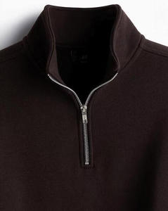 Sweat-shirt à col zippé pour homme, 100% coton molletonné, avec appliqué, col montant, doux, chaud, manches longues, décontracté, hiver, éco-responsable - Product Image 3