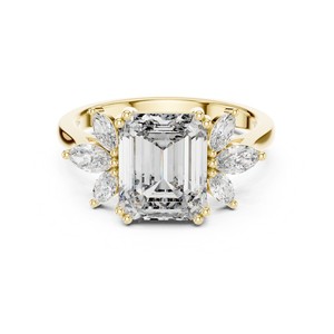 Anillo de Lujo con Esmeralda de 3 Quilates y Diamante Cultivado en Laboratorio con Corte Marquesa, Oro Sólido de 14K, Certificado IGI, Diseño Personalizado OEM/ODM, Regalo de Aniversario - Product Image 5