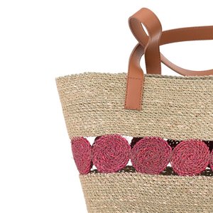 Bolso de mano de junco marino natural en stock con banda decorativa floral, bolso tote de verano hecho a mano, bolso de moda sostenible, venta al por mayor, stock listo para envío. - Product Image 3