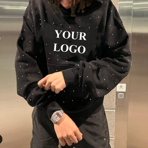 Sudadera con capucha y cremallera con pedrería para hombre, de invierno |   Tela Lisa Teñida 100% Algodón Orgánico de Secado Rápido y Transpirable - Product Image 4