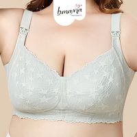 BH Wanita Plus Size 3/4 Cup Tanpa Kawat, Lace Floral, Seamless, Cepat Kering, Bernapas, Push-Up, Buka Depan, Anti-Bakteri, Cup Tipis