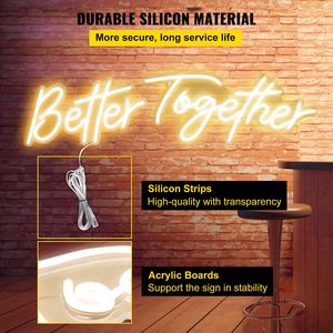 Insegna al Neon 'Better Together' 33x18 cm + 46x20 cm, Luci LED Bianco Caldo, Luminosità Regolabile, Telecomando per Matrimoni - Product Image 4