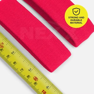Bandeau de sport en polyester tricoté rose, antidérapant, durable et fin, couleur unie, pour l'exercice, le fitness, la course à pied et toutes les saisons - Product Image 4