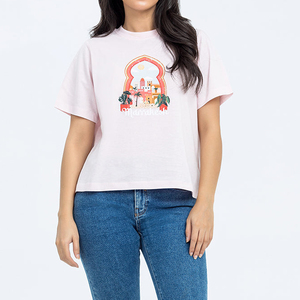 T-shirt imprimé en coton 100% pour femmes, t-shirt graphique DTF, col rond, t-shirt classique, été, manches courtes, coupe ample et confortable - Product Image 1