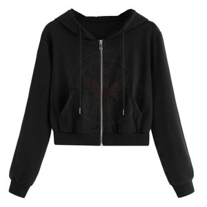 Sudadera Ligera de Color Sólido para Mujer, Sudadera Corta con Capucha para Invierno, 100% Algodón, Forro Polar, Logotipo Frontal, Ropa Casual - Product Image 1