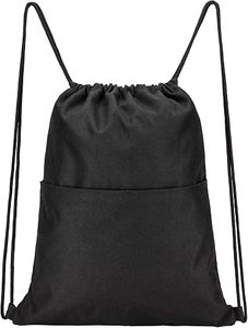 Hemistyles HM-COLORFUL Blue <b>Drawstring</b> <b>Backpack</b> Nylon Gym Sports Bag 30-40L Lightweight Front Zipper Pocket Travel Outdoor - Product Image 1