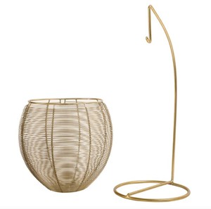 Modern Gold Hanging Fruit <b>Basket</b> Metal <b>Wire</b> Fruit Holder with Stand Decorative Kitchen Countertop Storage Organizer - Product Image 2