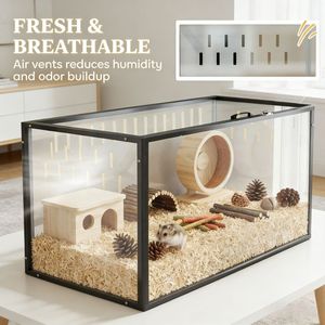 Jaula Moderna para Mascotas Pequeñas y Medianas, para Cría de Animales Pequeños, Uso en Interiores y Exteriores, Diseño con Patrón Animal, Fabricada en Acero, Vidrio y Material PP - Product Image 5