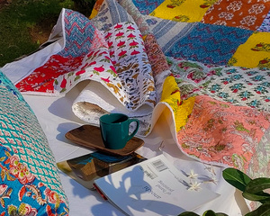 Cubrecama Reversible de Algodón Puro Suave de 300 Hilos, Hecho a Mano en India, Estilo Bohemio, con Estampado de Bloques, Ecológico y Lavable, Venta al por Mayor - Product Image 1