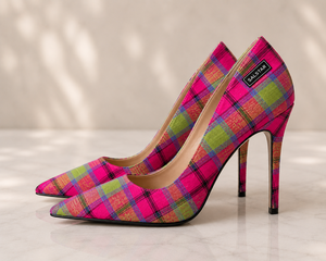 Custom Women Tartan Stiletto Heels Scottish Wedding Plaid <b>Pointed</b> Toe High Heel Pumps Fashion Shoes Manufacture Factory Supply - Product Image 1