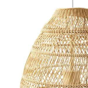 Decorative Rattan Lampshade Natural Woven Wicker Pendant <b>Light</b> Shade for Living Room Dining Room Lighting Wholesale Supplier - Product Image 3