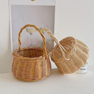 Panier de rangement tissé en rotin naturel pour les œufs de pâques, décoration de la maison, petit panier de fleurs blanches pour fille - Product Image 6