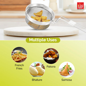 Wholesale S.S Deluxe Deep Fry <b>Strainers</b> Stainless Steel Fry Baskets With Handle Deep Fryer Skimmer for Kitchen - Product Image 5